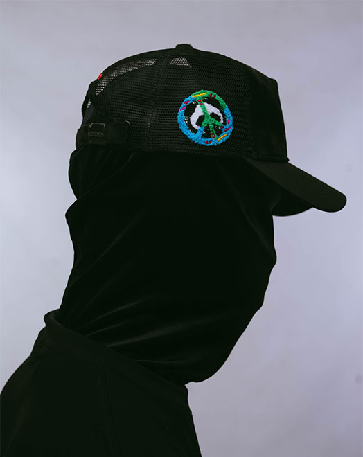 Untitled-15 PEACE AND LOVE FACE CAP (BLACK)