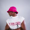 _DSC5995 Corduroy and Leather Bucket Hat (Pink)